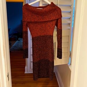 Rust Coloured Warm Knit Dress Cowl Neck